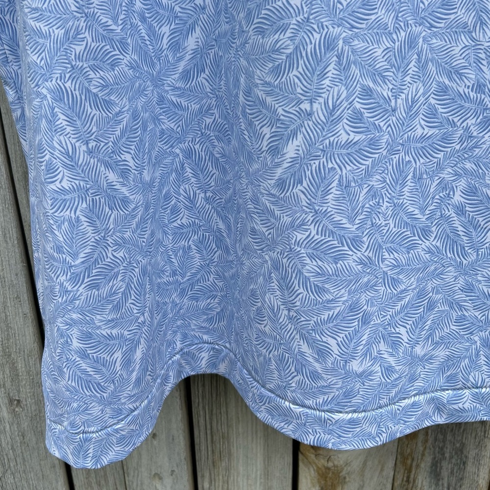 Peter Millar Performance Short Sleeve Jersey Polo Shirt Palm Leaf Blue White XXL - Picture 12 of 16
